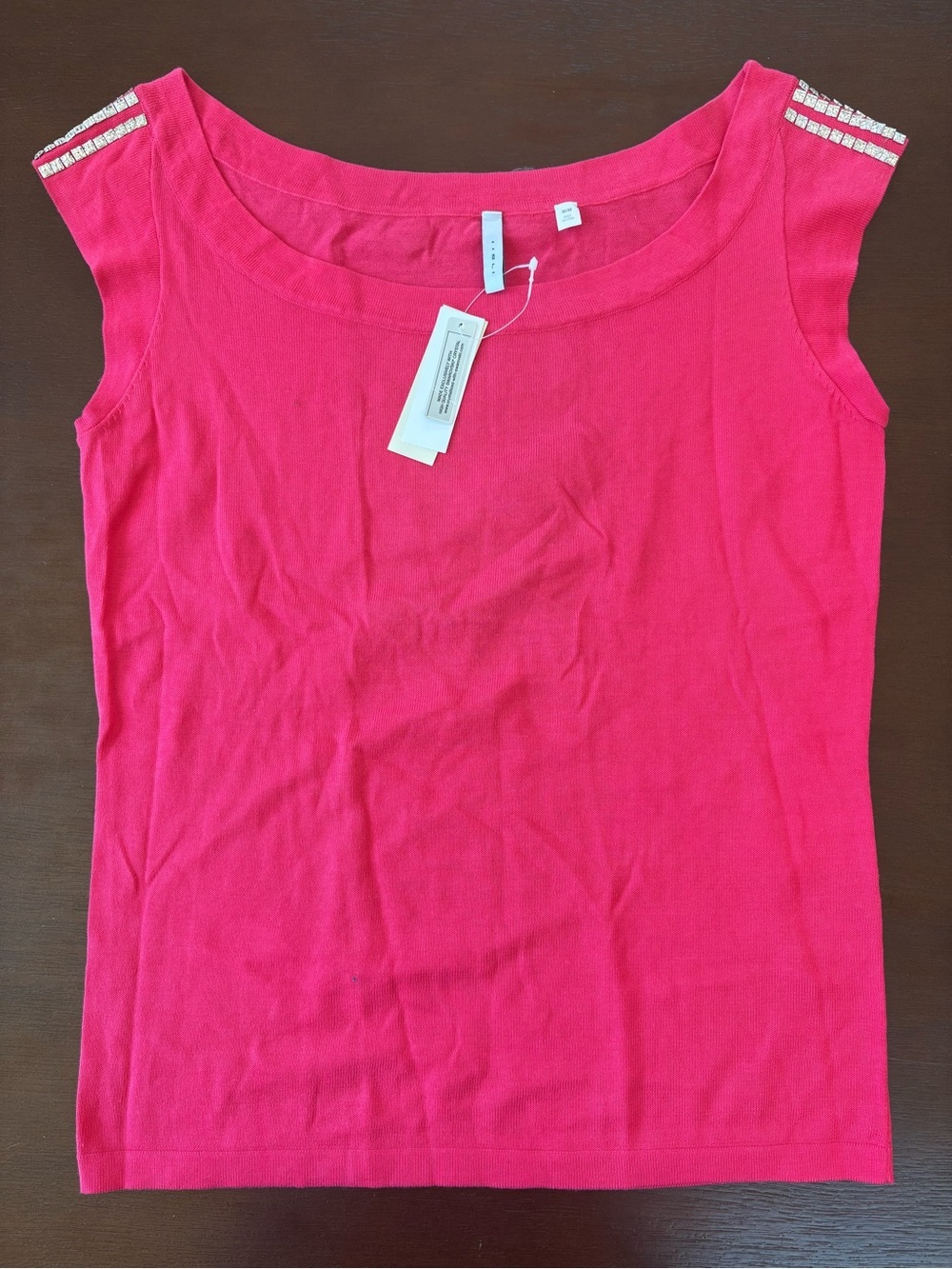 Fuchsia Knit Top with Crew Neck - Picture 1 of 4